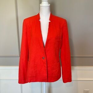 Banana Republic Women's Linen Blend 12 Blazer Coral Pink Red Preppy Tailored